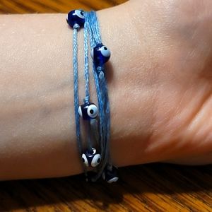 Blue Evil Eye Wrap Bracelet - Beaded